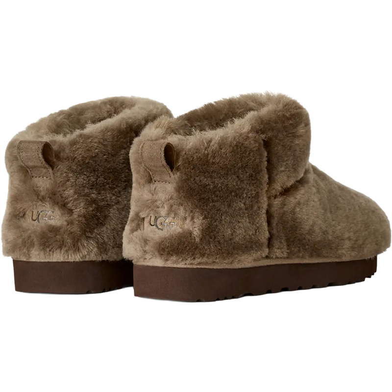 UGG Women's Classic Ultra Mini Fluffed in Light Bronze back view