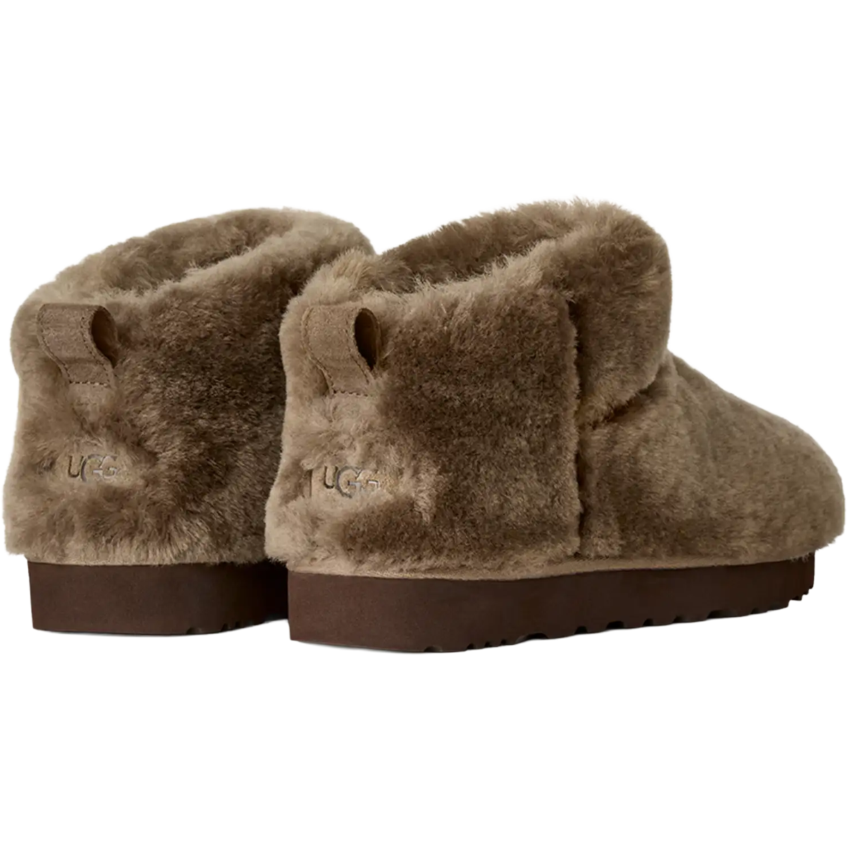 UGG Women's Classic Ultra Mini Fluffed in Light Bronze back view