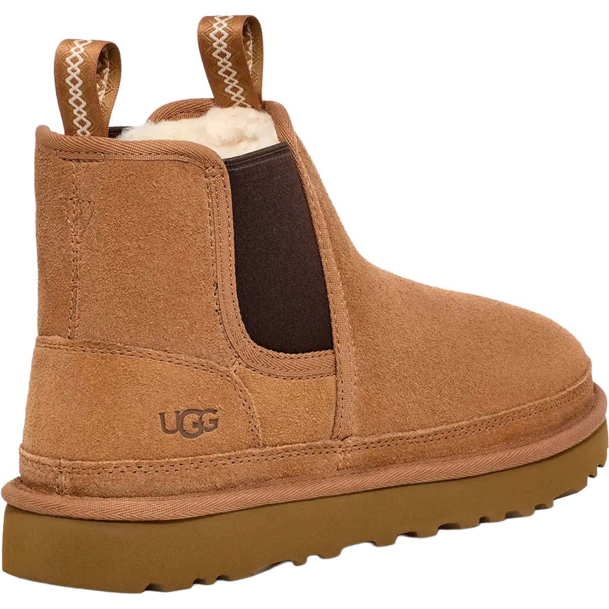 UGG Men's Neumel Chelsea in Chestnut angled lateral heel detail