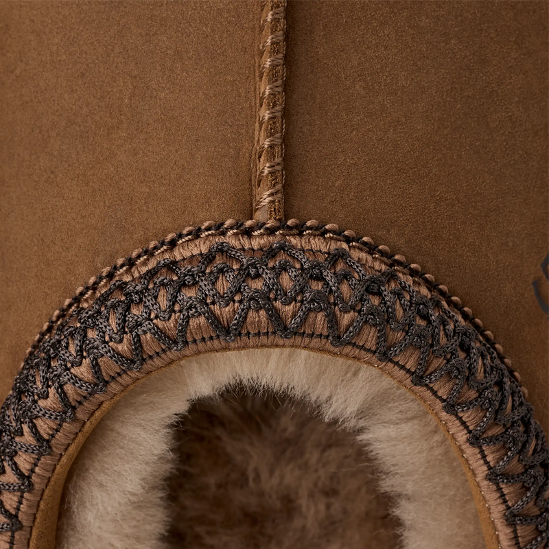 UGG Men's Tasman II Nubuck in Dark Chestnut with stitch detail