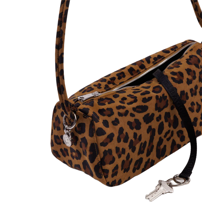 Nylon Loaf Bag, Baggu Nylon Loaf Bag in Leopard with leash detail
