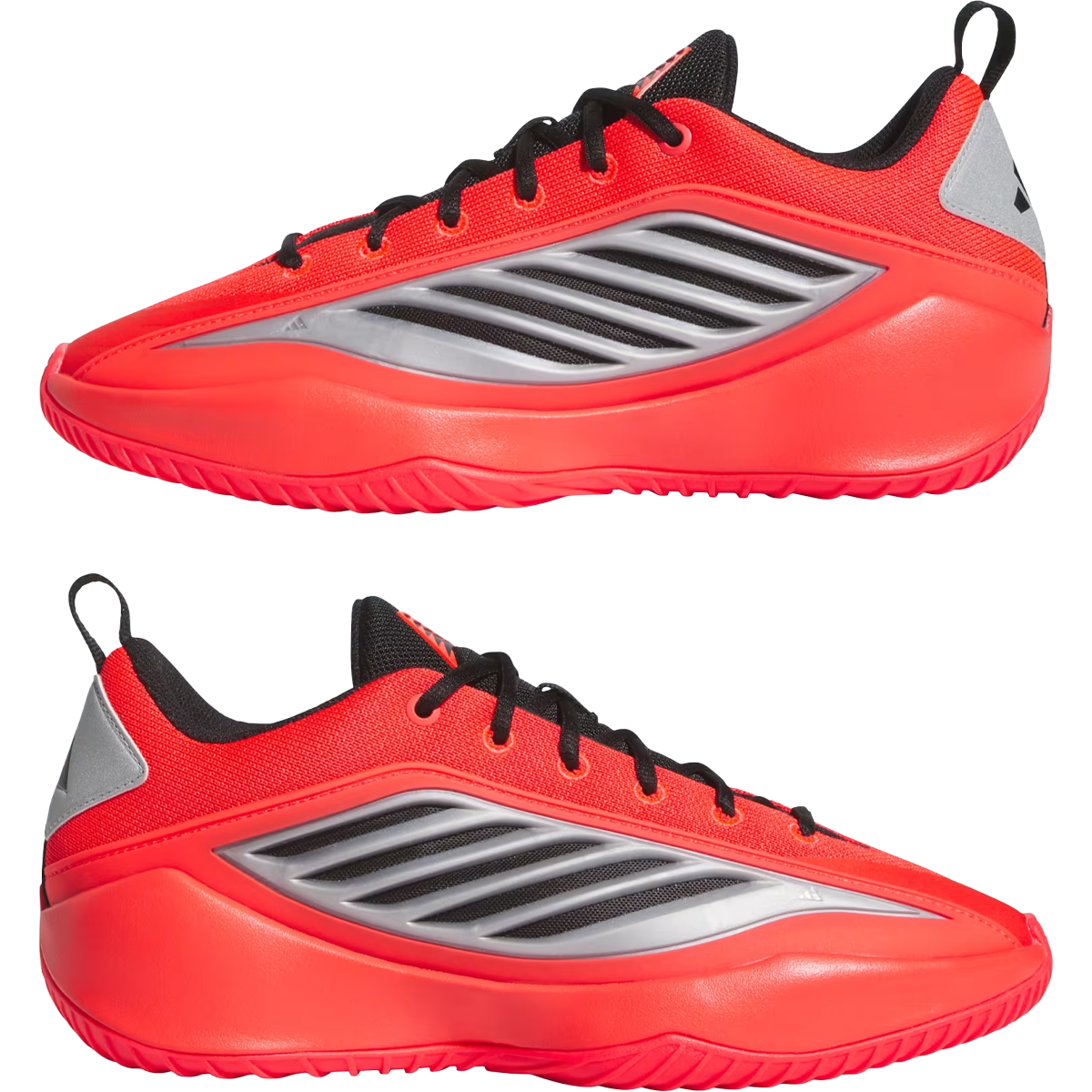Adidas Youth Anthony Edwards Believe That 1 in Pure Ruby Core Black Cloud White side by side