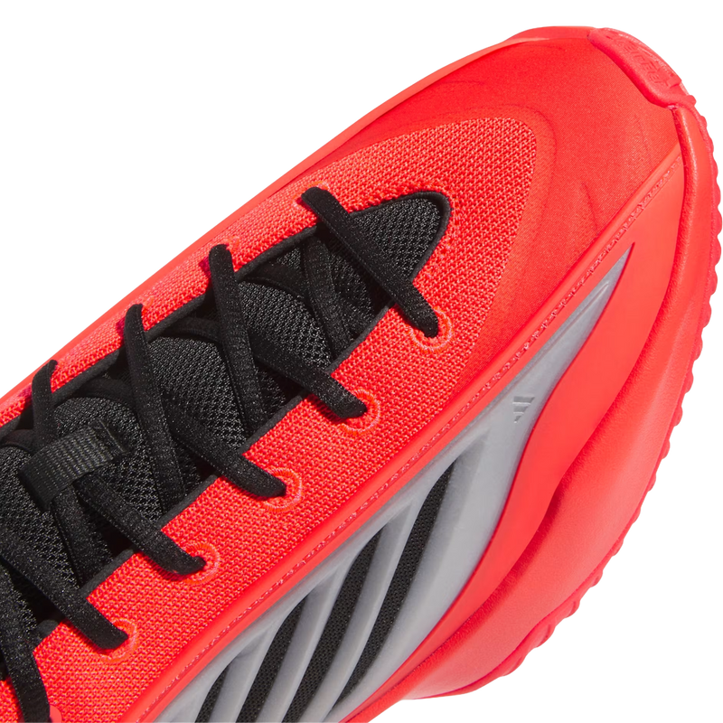 Adidas Youth Anthony Edwards Believe That 1 in Pure Ruby Core Black Cloud White angled toe detail