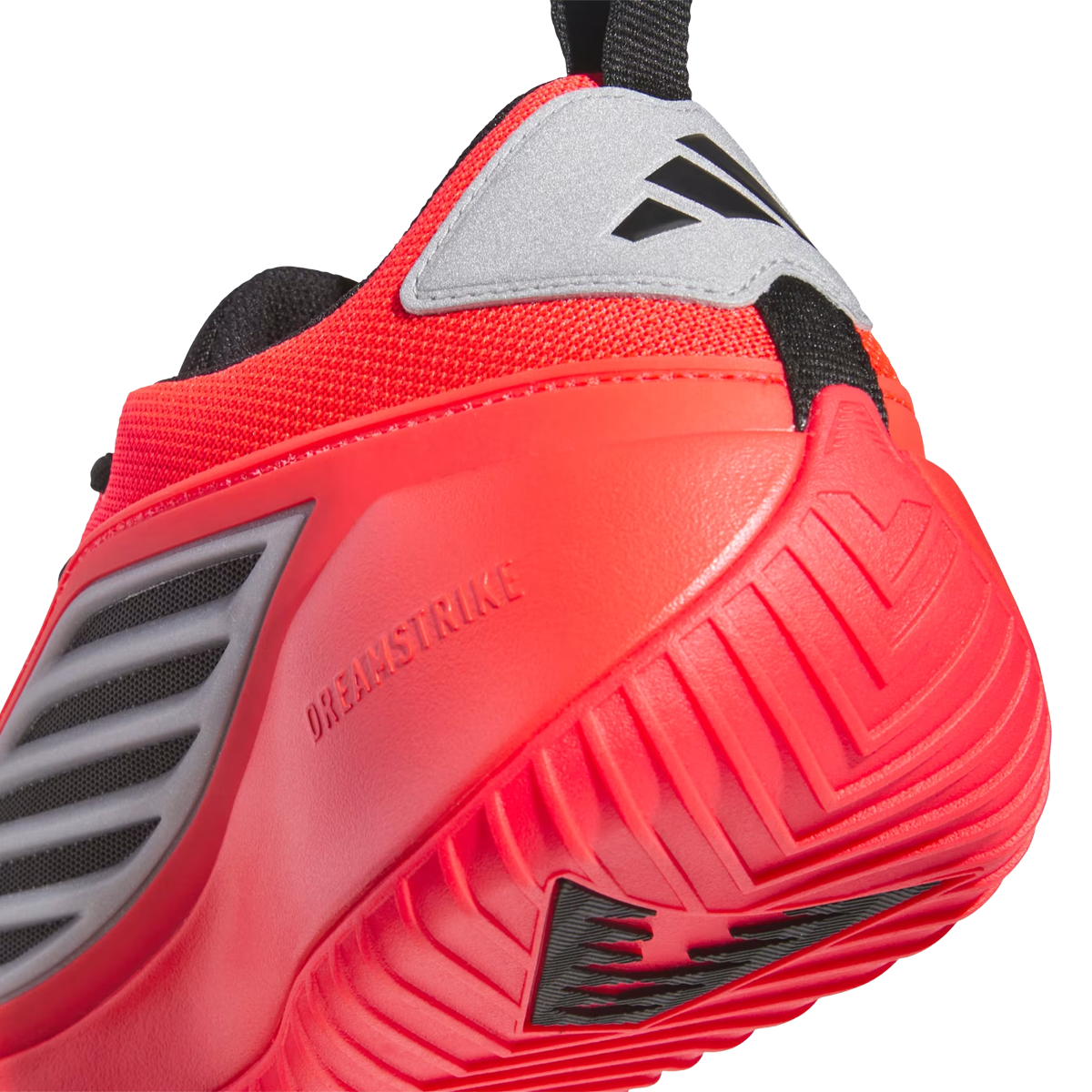 Adidas Youth Anthony Edwards Believe That 1 in Pure Ruby Core Black Cloud White angled heel detail dreamstrike