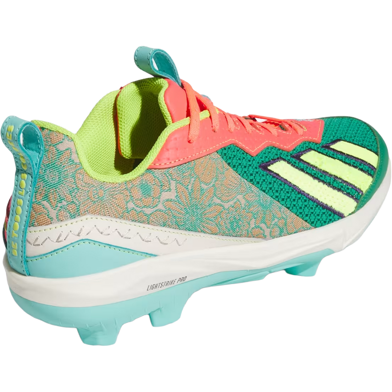Men's Adizero Electric 3.0 TPU 'Somos', Adidas Men's Adizero Electric 3.0 TPU 'Somos' in Crystal Linen Flash Aqua Solar Turbo lateral angled view