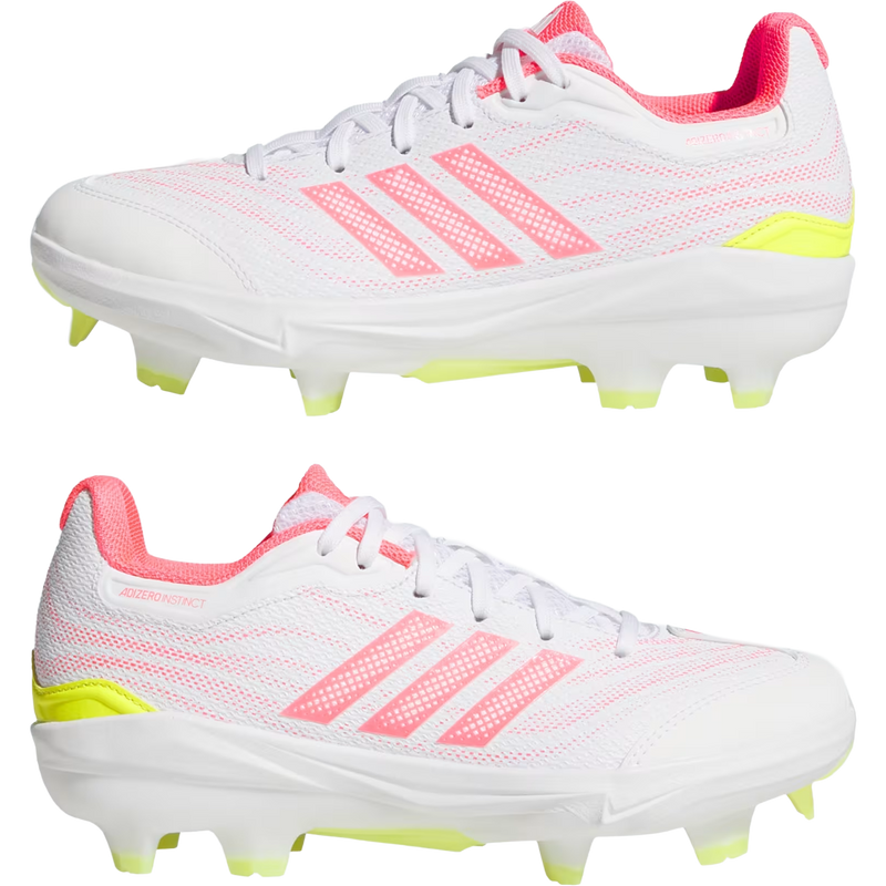 Adidas Women's Adizero Instinct 3.0 TPU in Cloud White Solar Turbo Solar Lemon side by side