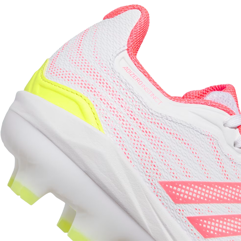 Adidas Women's Adizero Instinct 3.0 TPU in Cloud White Solar Turbo Solar Lemon logo and stitch detail