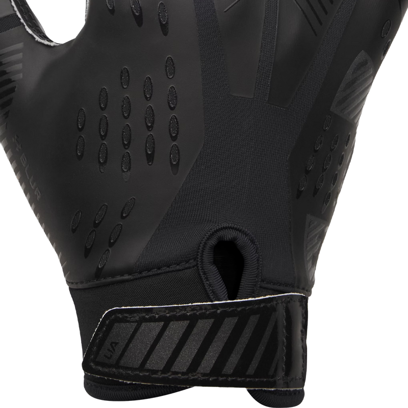 Youth UA Blur Glove PW, Under Armour Youth UA Blur Glove PW in Black Black Metallic Gunmetal stitch detail