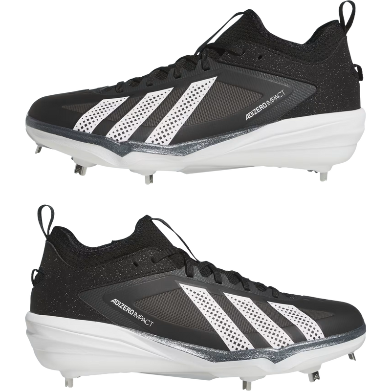 Adizero Impact 3.0 Metal, Adidas Adizero Impact 3.0 Metal in Core Back Cloud White lateral view side by side