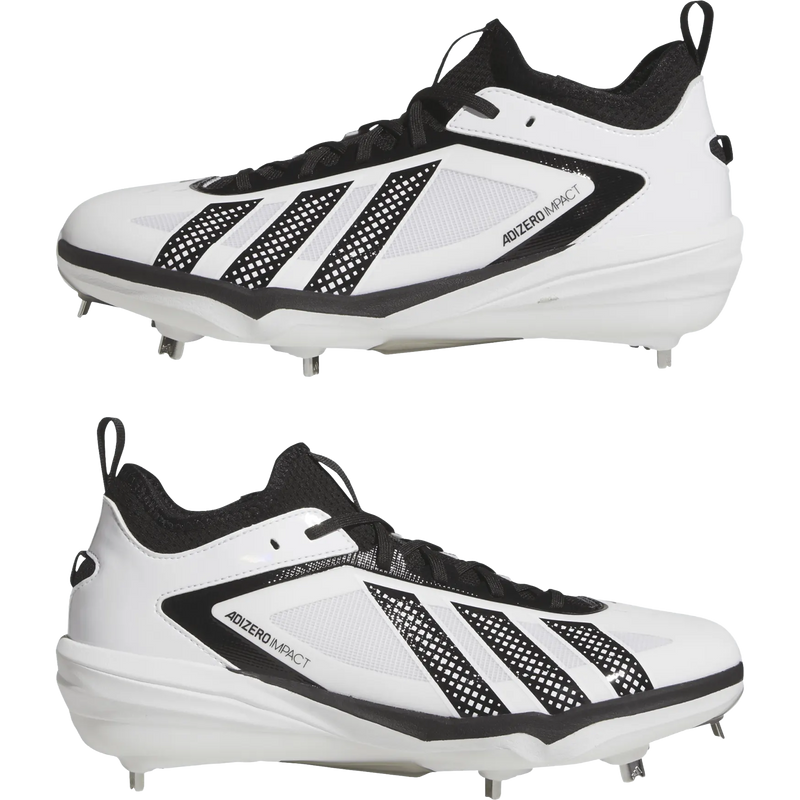 Adizero Impact 3.0 Metal, Adidas Adizero Impact 3.0 Metal in Ftwr White/Core Black pair outside right/left profile