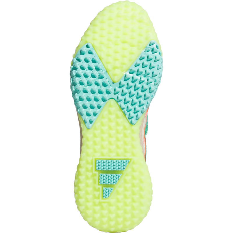 Men's Adizero DGT Turf 'Somos', Adidas Men's Adizero DGT Turf 'Somos' in Crystal Linen Solar Slime bottom view