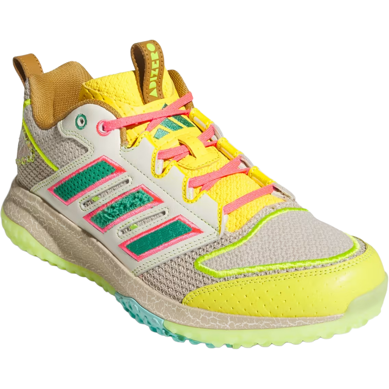 Men's Adizero DGT Turf 'Somos', Adidas Men's Adizero DGT Turf 'Somos' in Crystal Linen Solar Slime angled toe detail