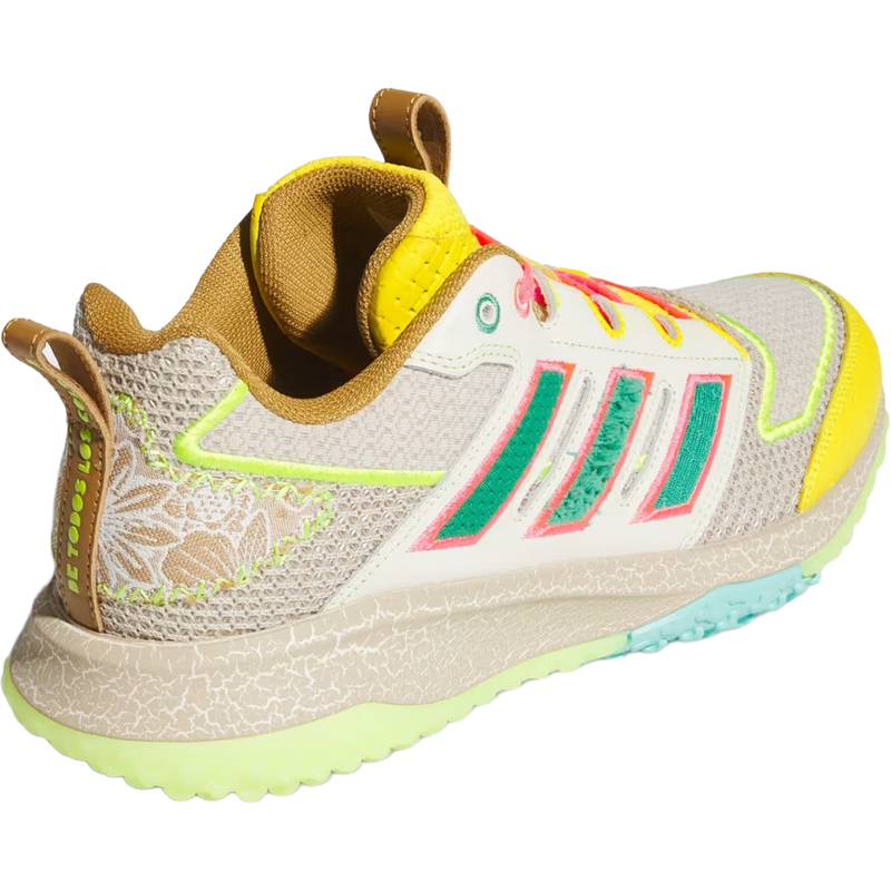 Men's Adizero DGT Turf 'Somos', Adidas Men's Adizero DGT Turf 'Somos' in Crystal Linen Solar Slime angled view heel detail
