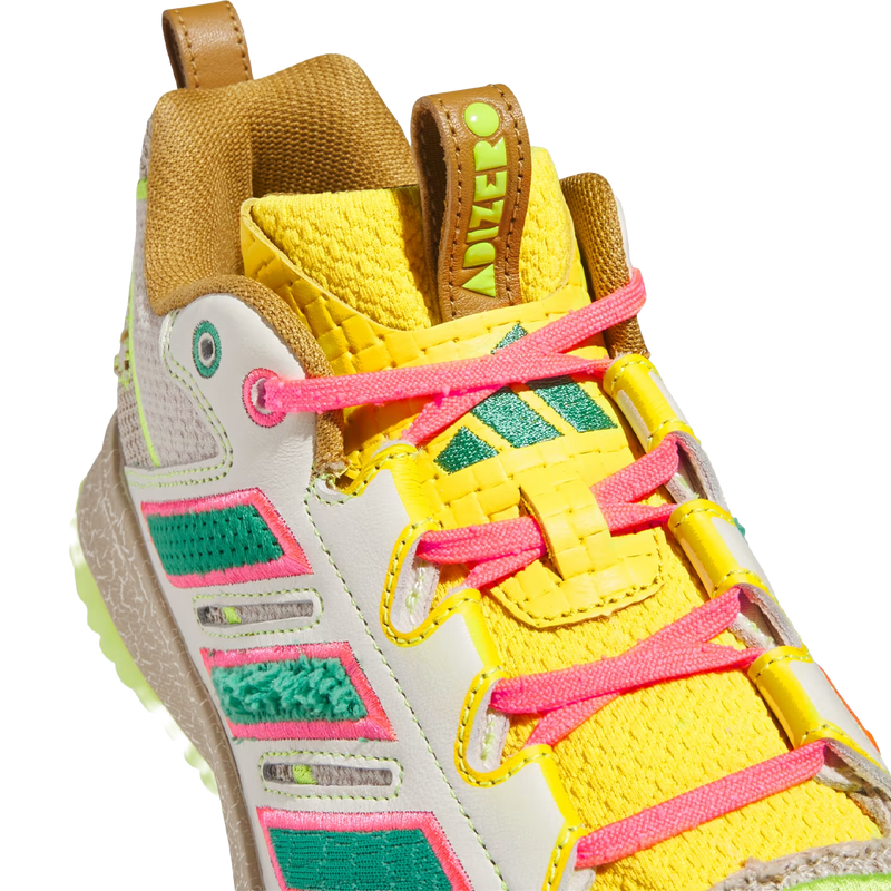 Men's Adizero DGT Turf 'Somos', Adidas Men's Adizero DGT Turf 'Somos' in Crystal Linen Solar Slime tongue detail