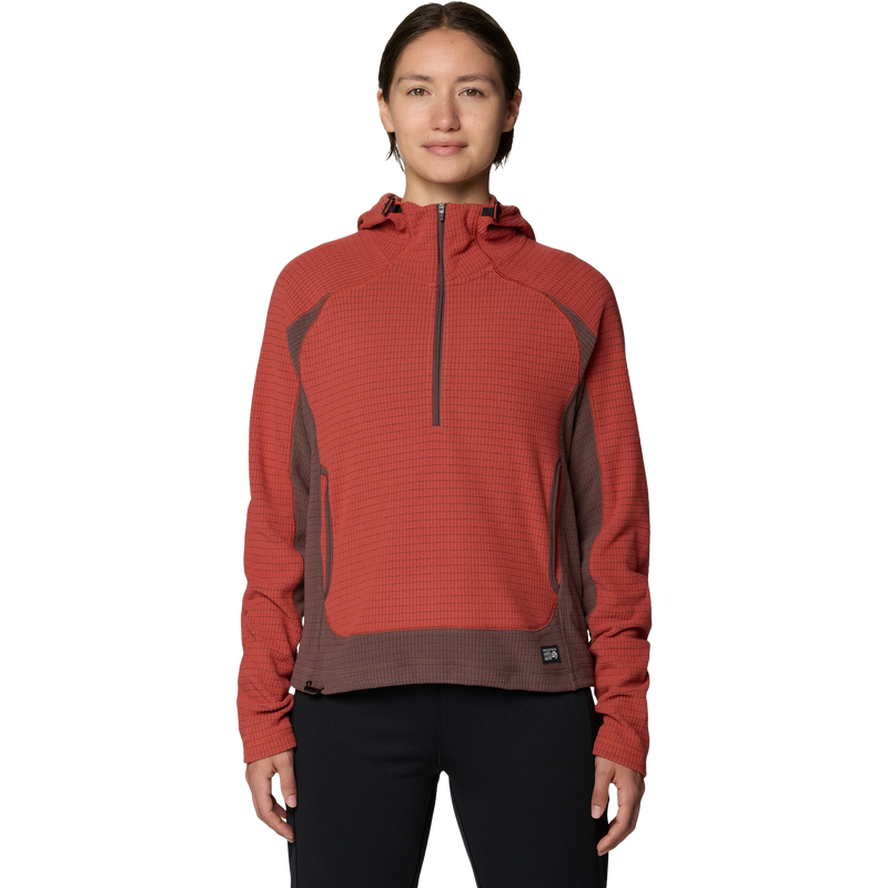 Mountain Hardwear Women's Summit Grid 1/2 Zip Hoody in Mars Red/Carob