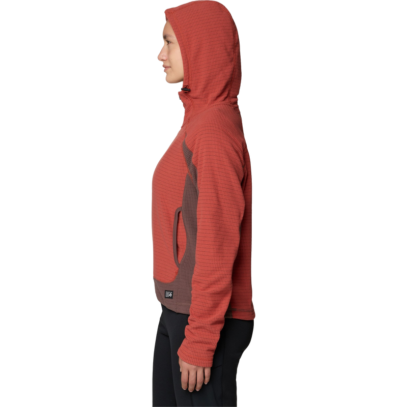 Mountain Hardwear Women's Summit Grid 1/2 Zip Hoody side hood on