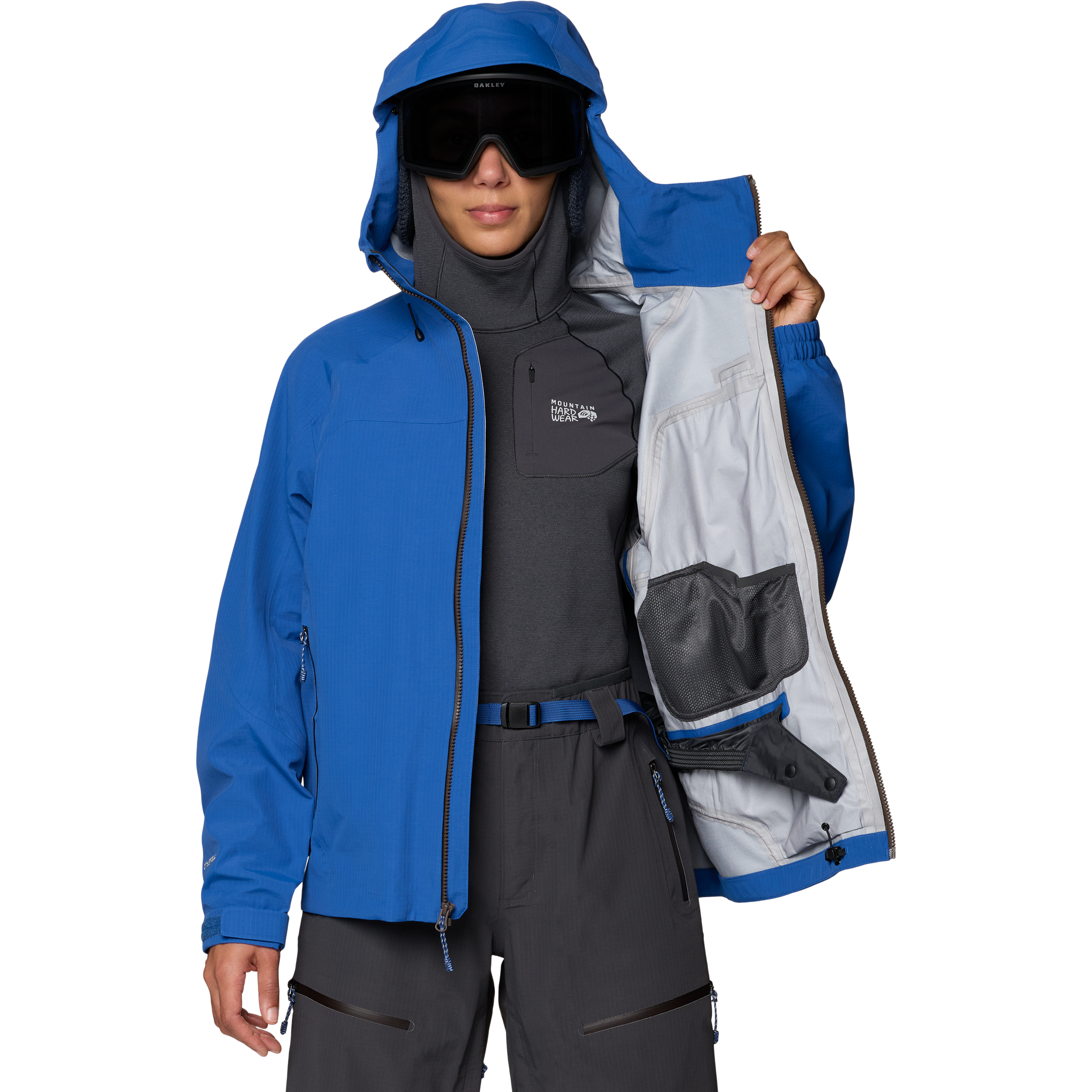 Moutain Hardwear Women's Warp Factor 3L Hooded Jacket left internal pockets 