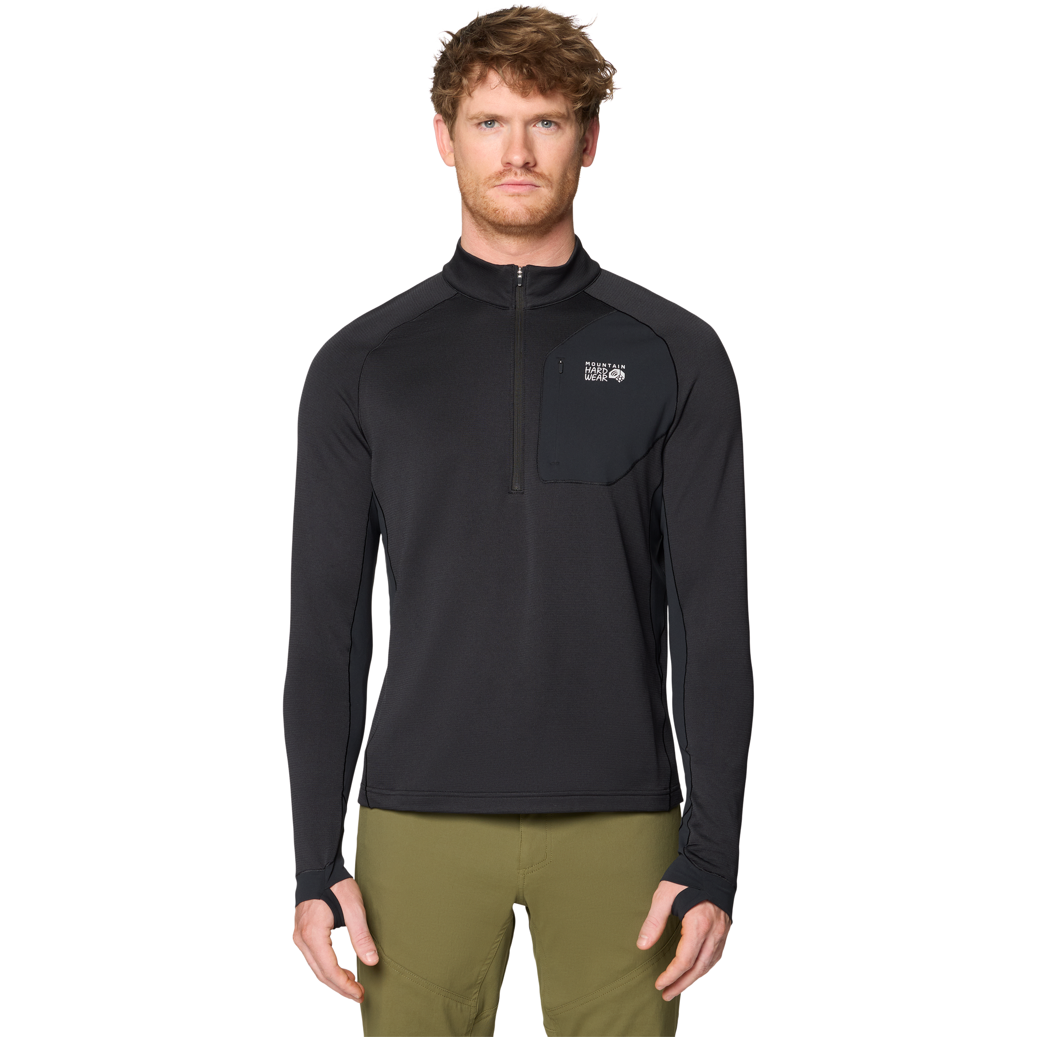 Mountain Hardwear Men's Up First Tech Fleece 1/4 Zip in Black