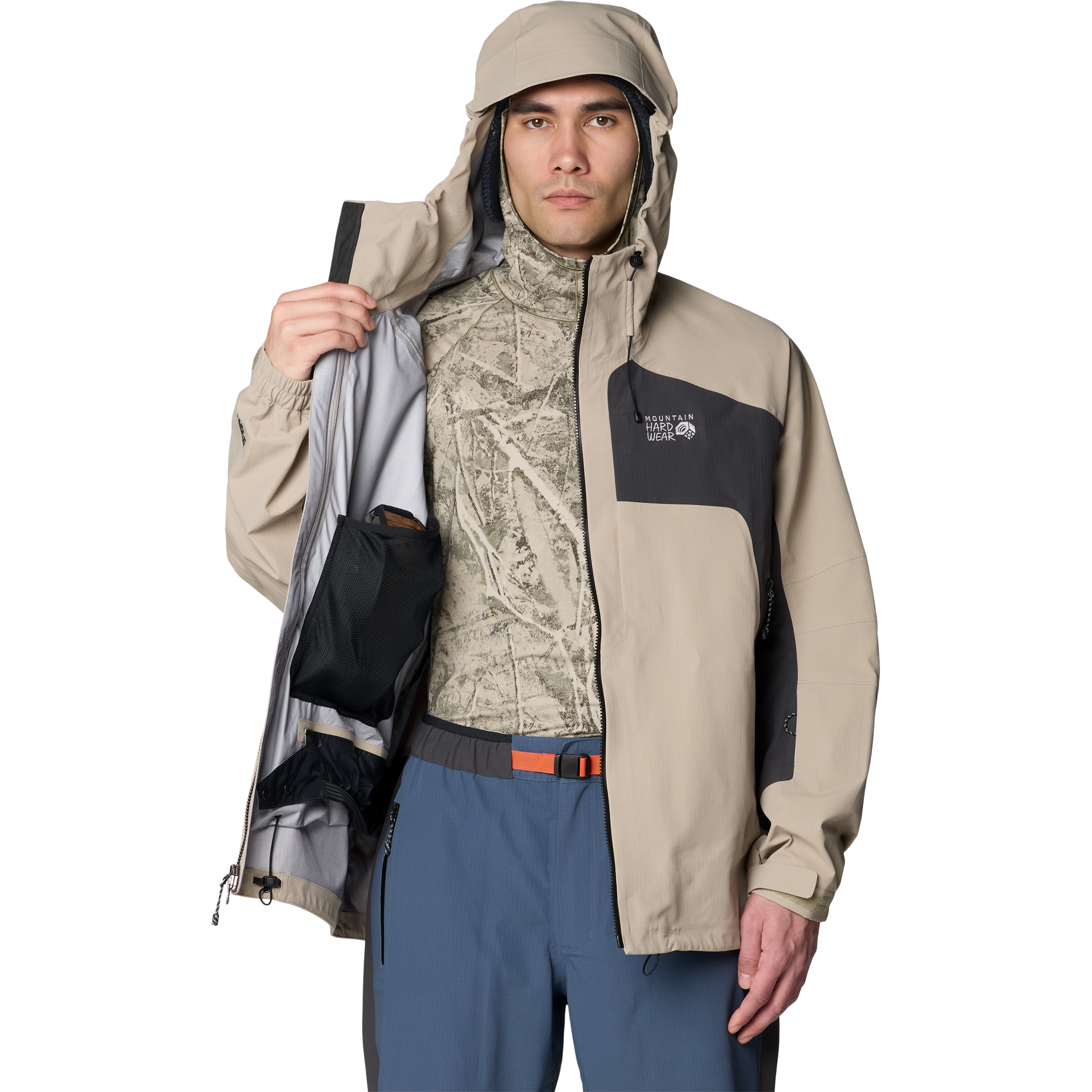 Mountain Hardwear Men's Warp Factor 3L Hooded Jacket internal right pockets