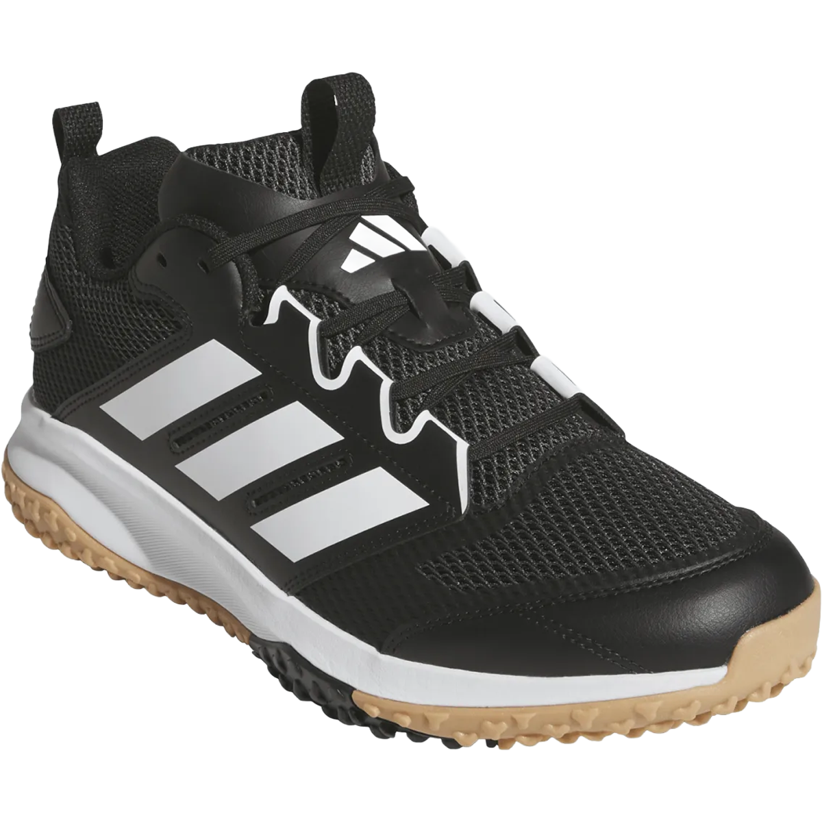 Adidas Youth Adizero DGT Turf in Core Black Cloud White angled lateral view