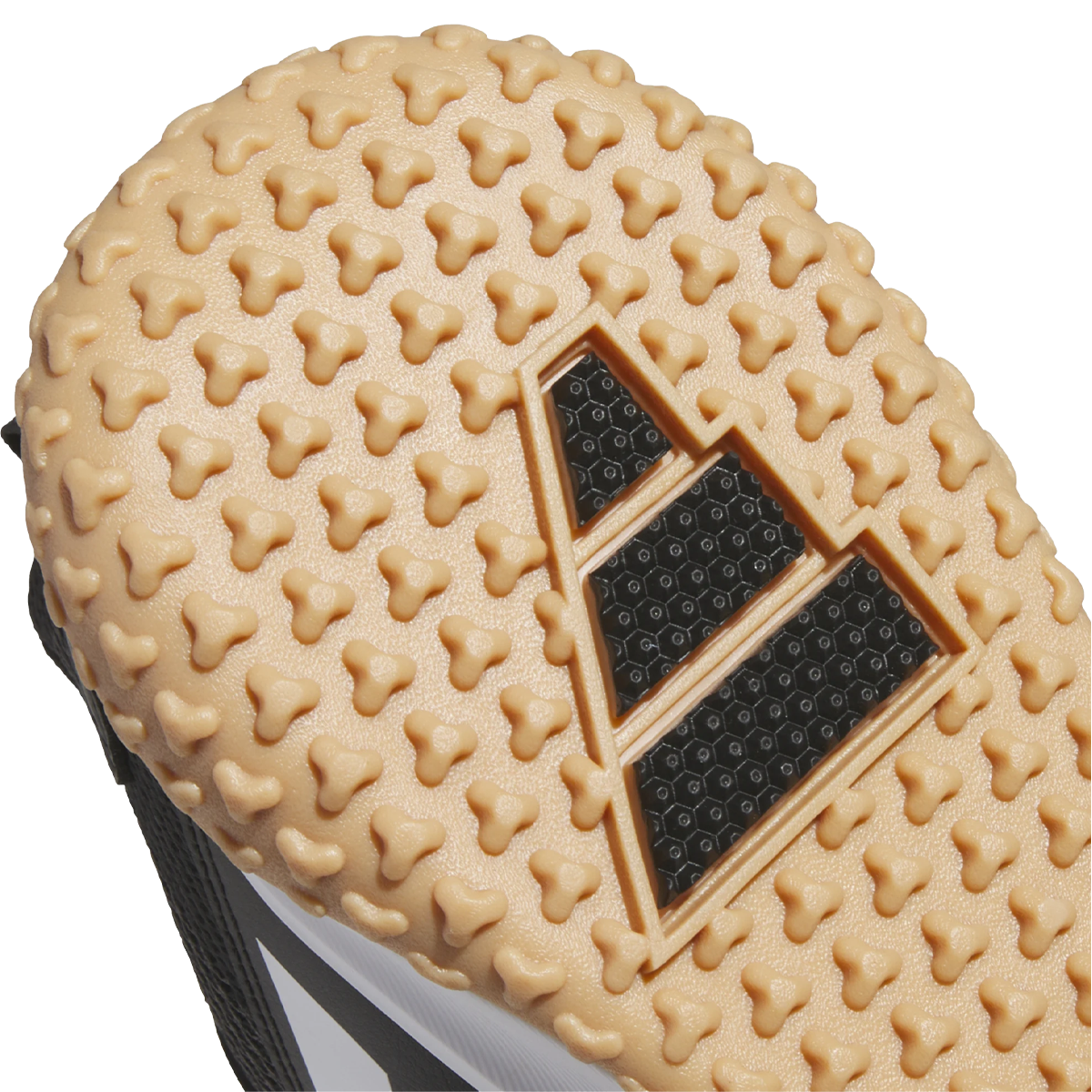 Adidas Youth Adizero DGT Turf in Core Black Cloud White bottom traction detail