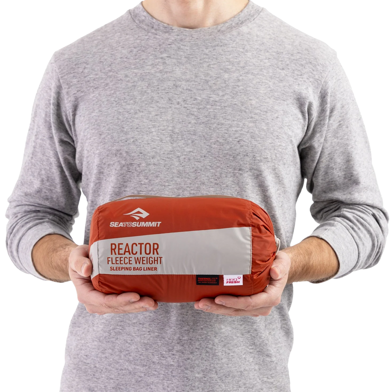 Reactor Fleeceweight Liner Short, Sea to Summit Reactor Fleeceweight Liner in hand