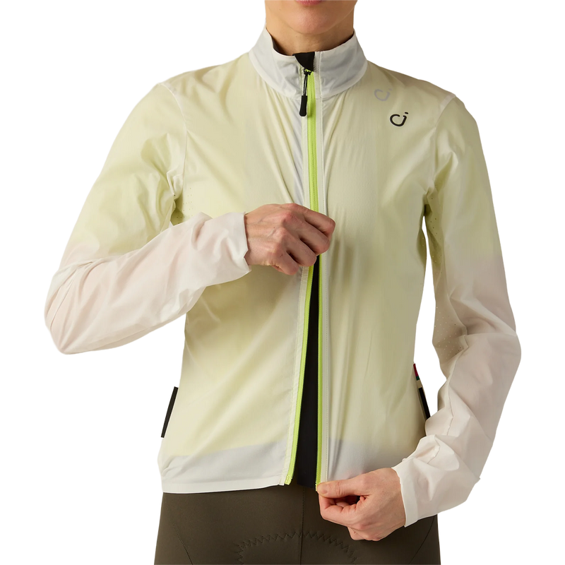 Women's LUXE Ultralight Jacket, Women's LUXE Ultralight Jacket in undyed chartreuse with zipper detail
