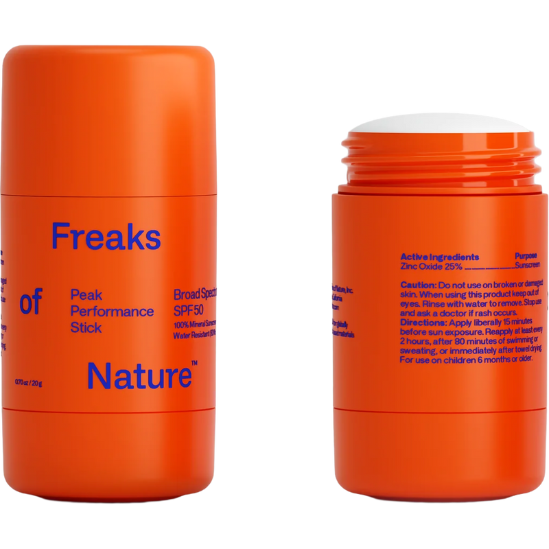 Peak Performance Sun Stick SPF 50, Freaks of Nature Peak Performance Sun Stick SPF 50 front and back