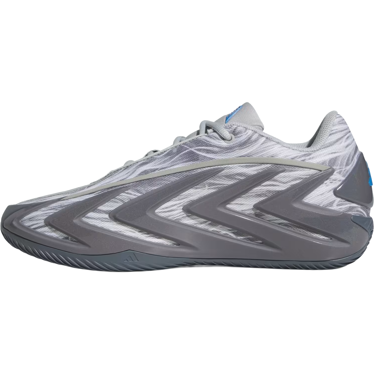 Adidas Men's Anthony Edwards 3 'Snow Camo' in Stone Onix Night Grey left facing