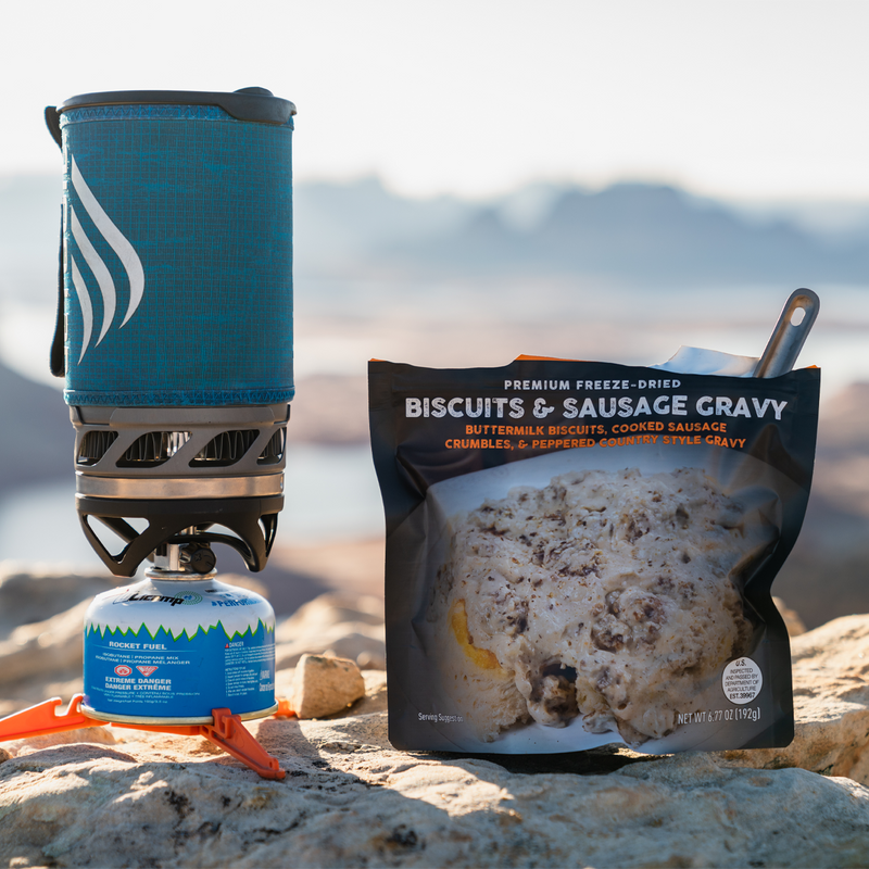 Biscuits & Sausage Gravy (2 Servings), Peak Refuel Biscuits & Sausage Gravy (2 Servings) at camp
