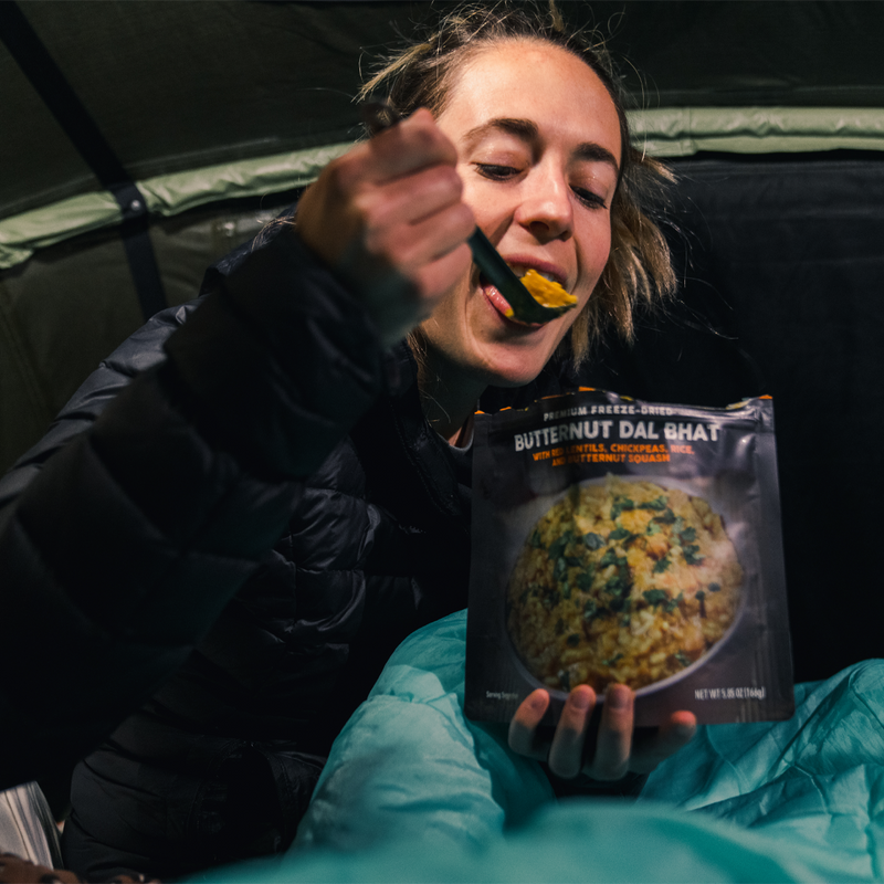 Butternut Dal Bhat (2 Servings), Peak Refuel Butternut Dal Bhat (2 Servings) in hand