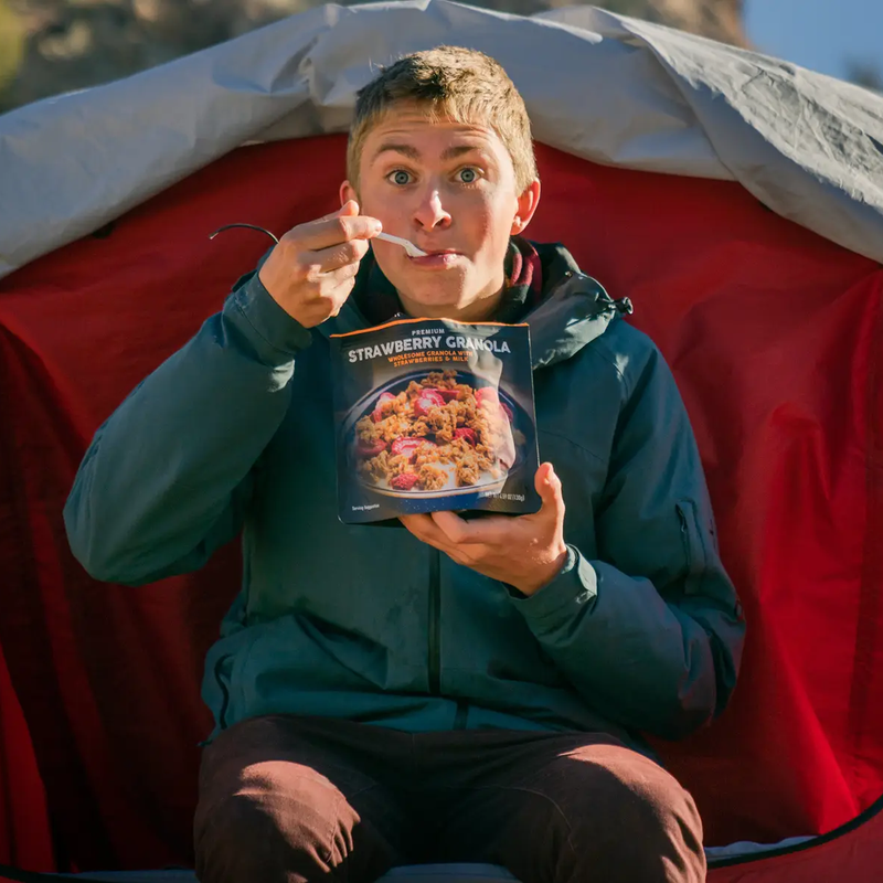 Strawberry Granola (2 Servings), Peak Refuel Strawberry Granola (2 Servings) with camper