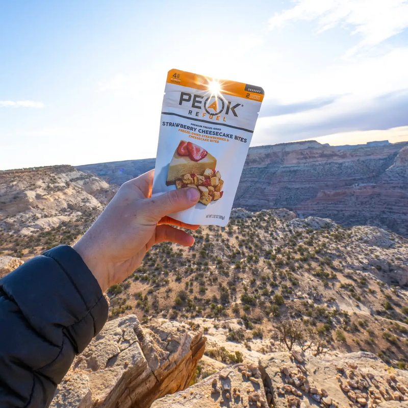 Strawberry Cheesecake Bites (2 Servings), Peak Refuel Strawberry Cheesecake Bites (2 Servings) on trail
