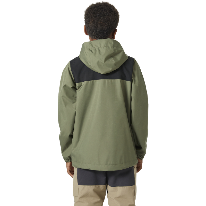 Youth Vancouver Rain Jacket, Helly Hansen Youth Vancouver Rain Jacket in Lav Green on model back view