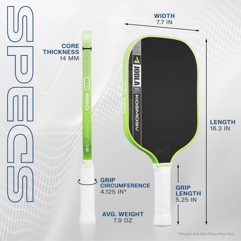 Kosmos Pro V Tyson McGuffin, Joola Kosmos Pro V Pickleball Paddle spec sheet