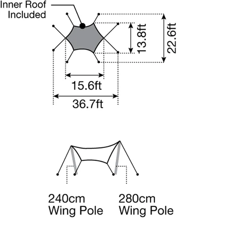 Takibi Tarp Hexa Set M, Snow Peak Takibi Tarp Hexa Set M dimensions
