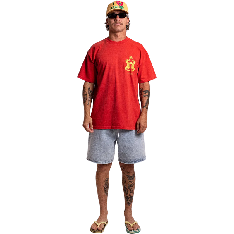Men's Gator Tee, Duvin Design Men's Gator Tee in Red full body view on model