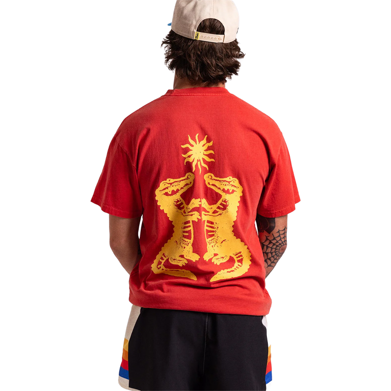 Men's Gator Tee, Duvin Design Men's Gator Tee in Red on model back view