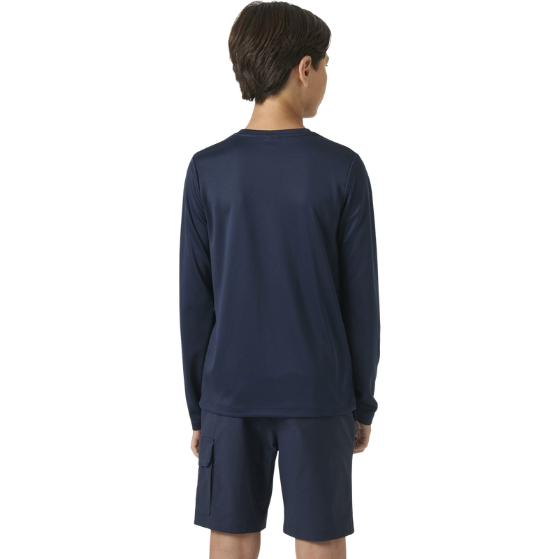Youth Jr HH Tech Long Sleeve Crew, Helly Hansen Youth Jr HH Tech Long Sleeve Crew in 598 Navy back