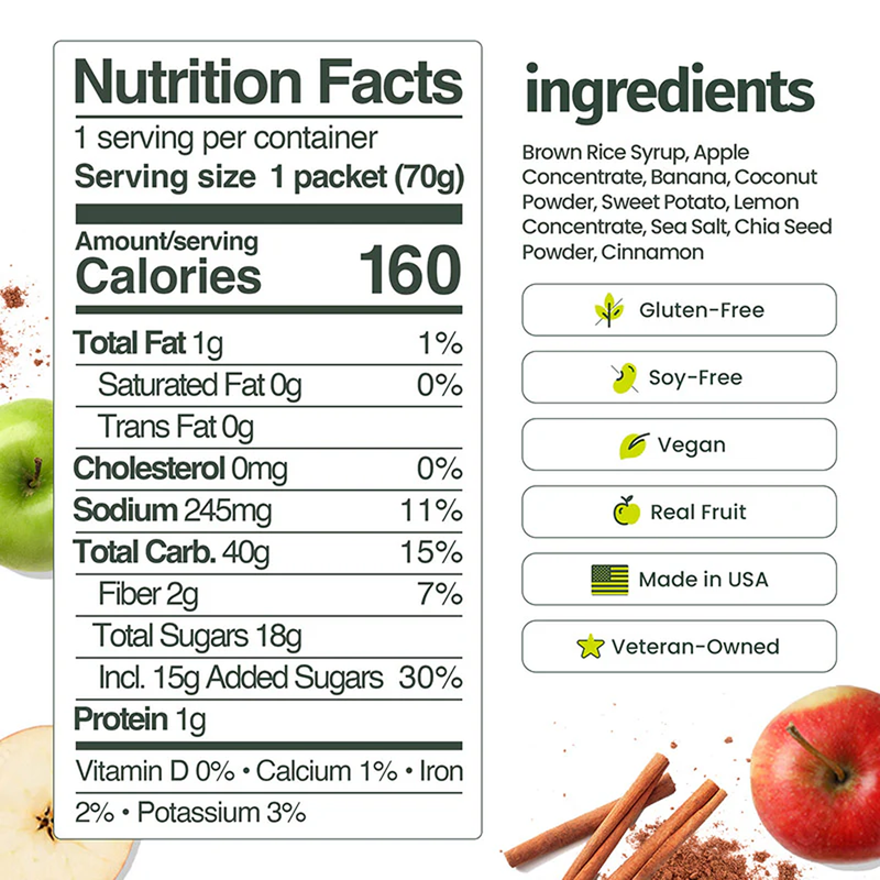 Ultra Energy Gel, Huma Ultra Energy Gel Apple Pie Nutrition Facts