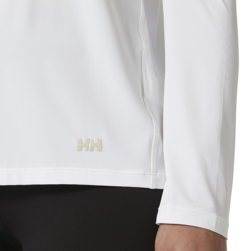 Women's Shine Solen Long Sleeve Crew, Helly Hansen Women's Shine Solen Long Sleeve Crew in 001 White branding
