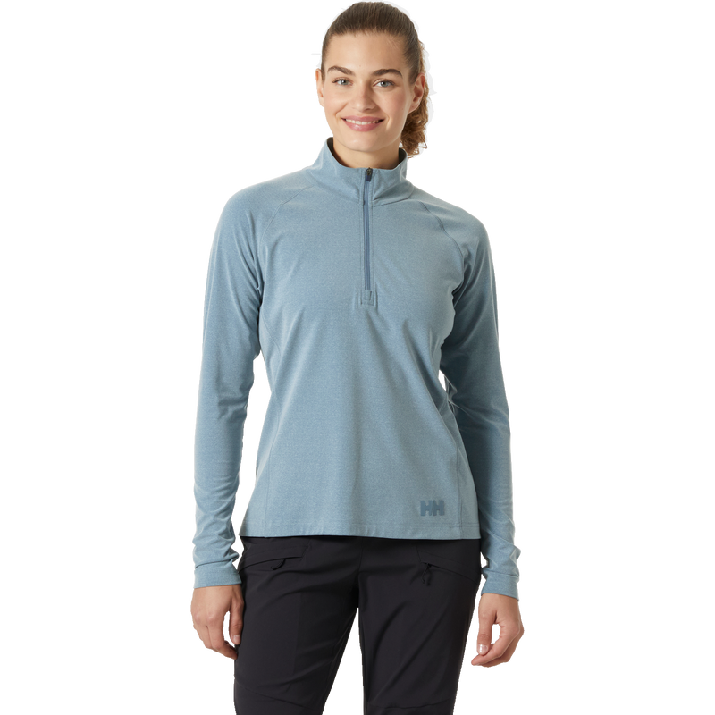 Women's Tyri Knit 1/2 Zip, Helly Hansen Women's Tyri Knit 1/2 Zip in 601-Washed Navy Melange front full length