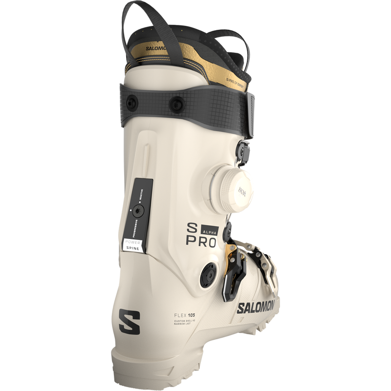 Women's S/Pro Alpha C BOA 105, Salomon Women's S/Pro Alpha C BOA 105 in Birch/Black/Gold Met back