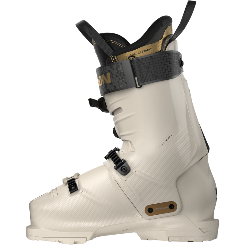Women's S/Pro Alpha C BOA 105, Salomon Women's S/Pro Alpha C BOA 105 in Birch/Black/Gold Met inside right profile