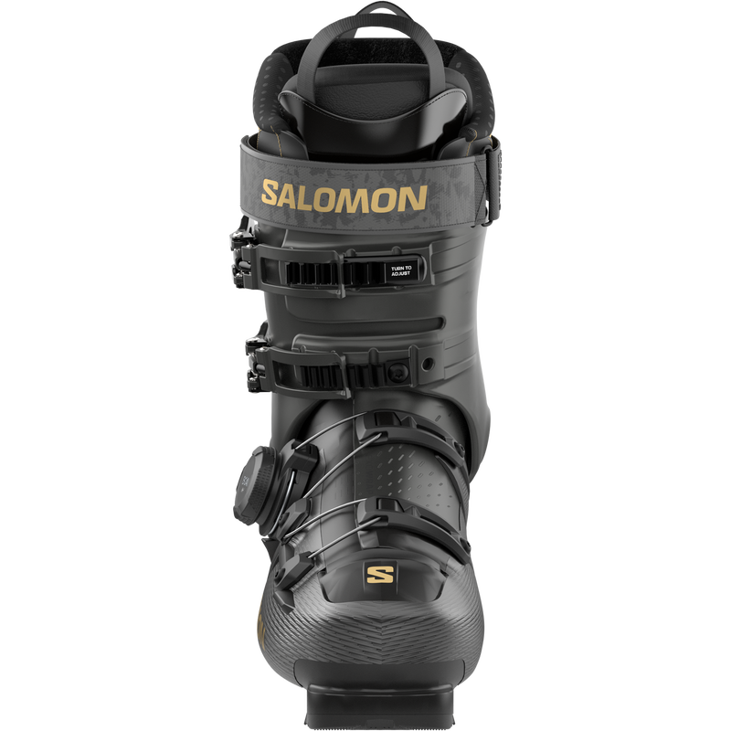 Women's S/Pro Supra S BOA 95, Salomon Women's S/Pro Supra S BOA 95 in Black/Beluga Met/Gold Met front