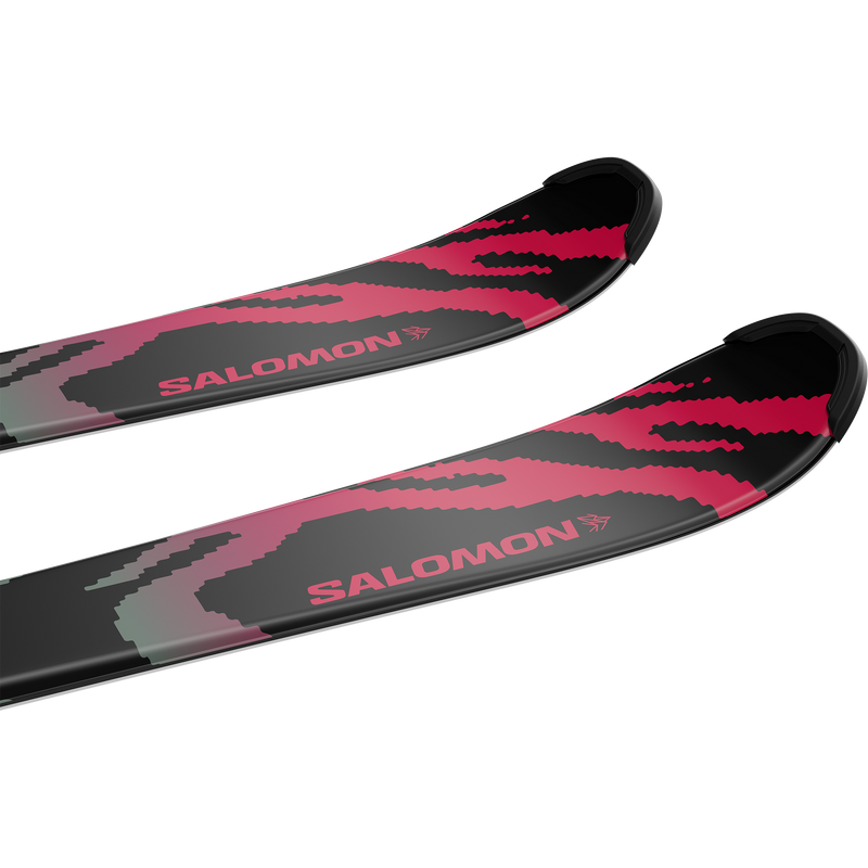 Youth QST Black S + C5, Salomon Youth QST Black S + C5 in Black pair tips oblique view