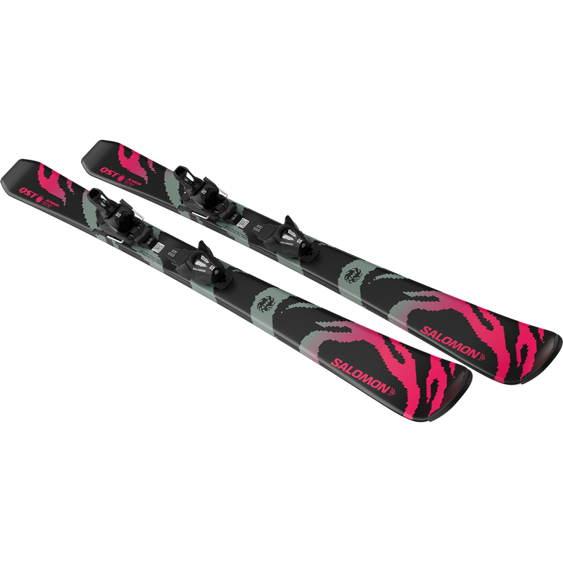 Youth QST Black S + C5, Salomon Youth QST Black S + C5 in Black pair top oblique view