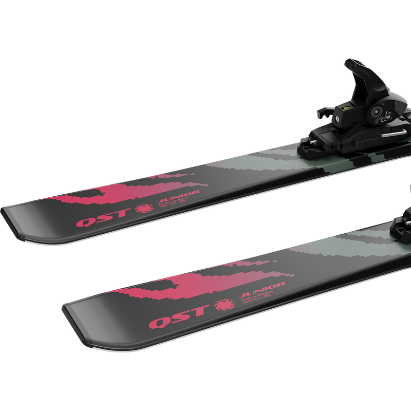 Youth QST Black S + C5, Salomon Youth QST Black S + C5 in Black pair tails oblique view