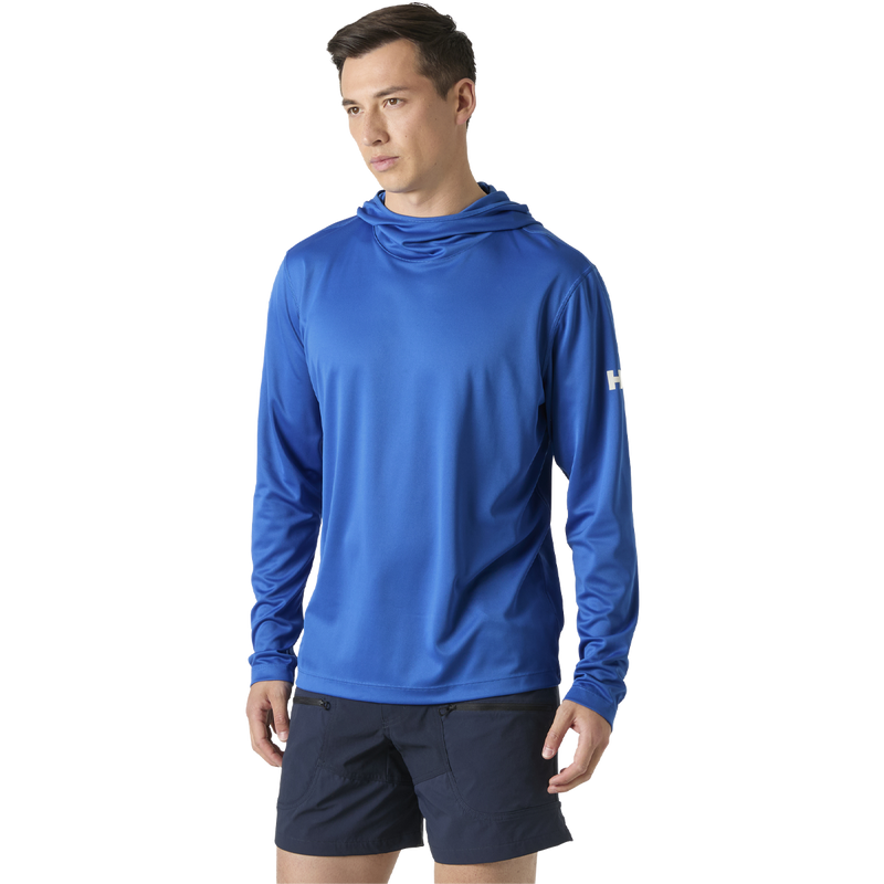 Men's HH Tech Hoodie, Helly Hansen HH Tech Hoodie in Cobalt front view on model