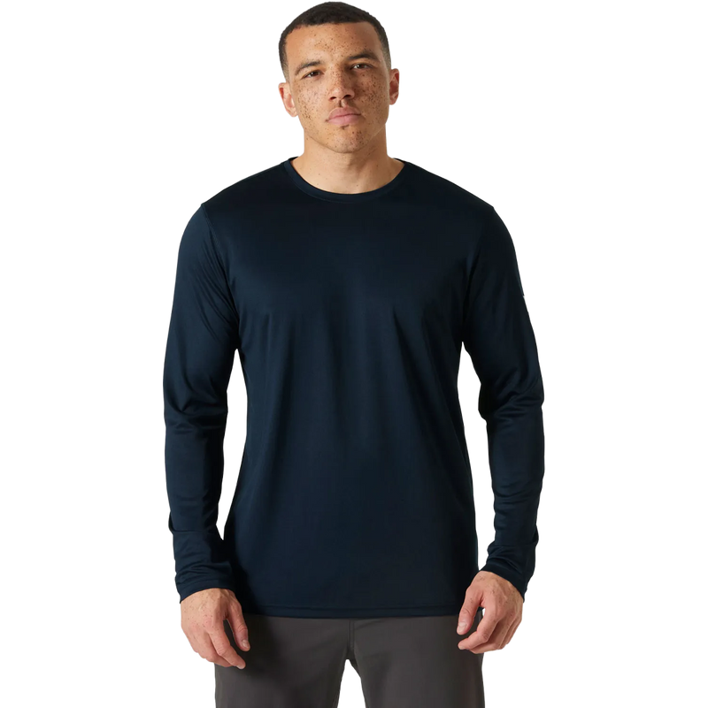 Men's HH Tech Crew Long Sleeve 2.0, Helly Hansen Tech Crew Long Sleeve 2.0 in Navy front view on model